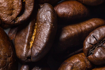 Closeup Roasted brown coffee beans