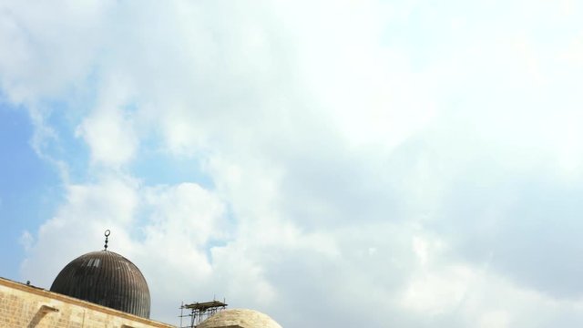 JERUSALEM, ISRAEL. Al-Aqsa Mosque at Temple Mount in Jerusalem - third holiest place in Islam at the World