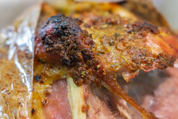 Turkey meat, close-up of baked