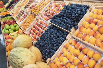 Assortment of fresh fruits at the market