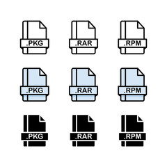 Set of Document File Formats and Labels icons. Vector illustration.