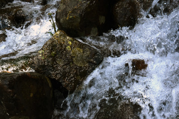 water moving over rocks