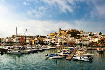 Fototapeta na wymiar boats in the harbour-Port of Ibiza 
