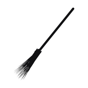 broom silhouette on a white background, vector illustration