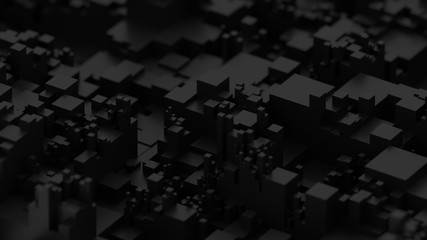 Abstract black background. Voxel background. Data center technology.