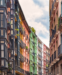 Obraz premium Houses in the old town of Bilbao, Spain