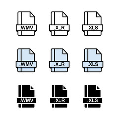 Set of Document File Formats and Labels icons. Vector illustration.