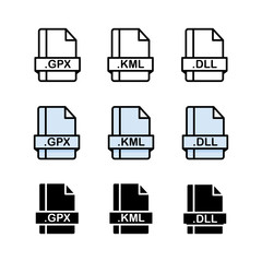 Set of Document File Formats and Labels icons. Vector illustration.