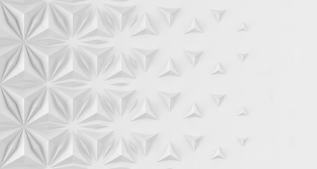 Triangular abstract geometric gray background of triangular volumetric elements of different random size. 3D illustration