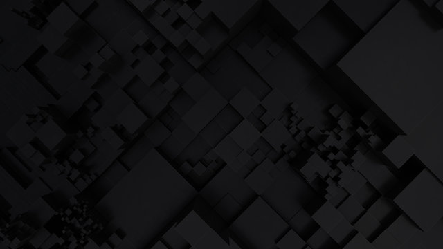 Abstract black cubes background. Concept data technolog