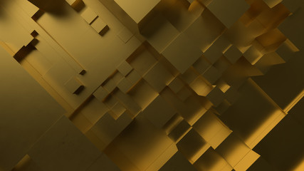 Abstract 3d boxes. golen cube background.