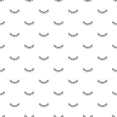 Closed eyes seamless pattern. Minimal design print. Vector background. Line art. Wrapping paper.
