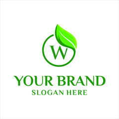 leaf monogram logo design vector