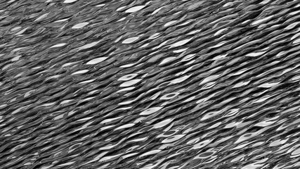 Silver background. Aluminum surface. Ornate modern chrome shape