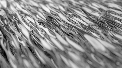 Silver background. Aluminum surface. Ornate modern chrome shape