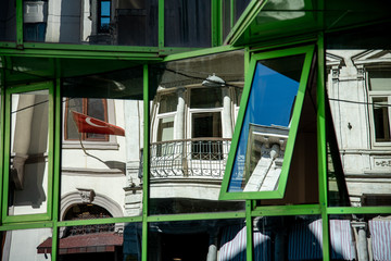 Window in Istanbul with reflections