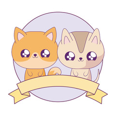 cute fox with cat animals baby kawaii