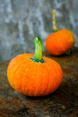 Halloween pumpkins laying on a table