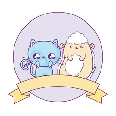 cute sheep with cat animals baby kawaii