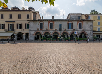 The Piazza del Popolo of Arona, Novara, Italy, on a beautiful sunny day