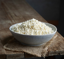 bowl of fresh cottage cheese