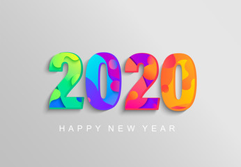 2020 New Year banner,logo,coloured emblem for your seasonal holidays flyers, greetings,invitations,christmas themed congratulations cards.Template for brochures,business diaries.Vector illustration.