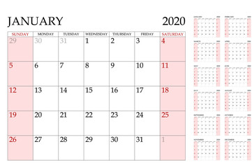 calendar for the year