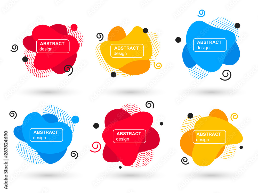 Fototapete set of abstract liquid shapes modern graphic elements. fluid design forms and line. bright abstract 