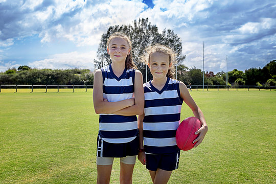 Girl team players in Rugby court