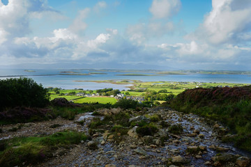 Panoramic view from Croagh Patrick hike, Wild Atlantic Way, Mayo, Ireland	