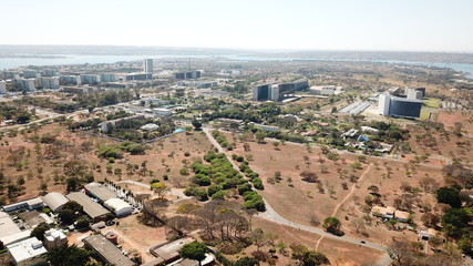 A beautiful aerial view of embassy sector in Brasilia, Brazil.