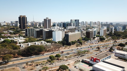 A beautiful aerial view of Brasilia bank sector in the city.