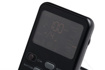 Metronome isolated on white background.Copy space