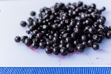 Tasty blueberries on decorative table. Natural delicacy for every day.