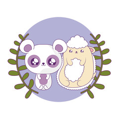 cute sheep with panda bear baby animals kawaii