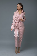 Beautiful Sexy Young Woman With Elegant Overall