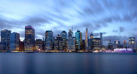 new york city skyline at dusk