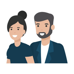 Couple of woman and man cartoon design