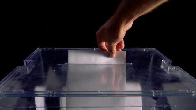 diferent shoots of a hand introducing his vote in an electoral box for democratic elections