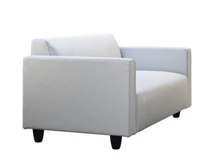 Modern white two-seat leather sofa. 3d render