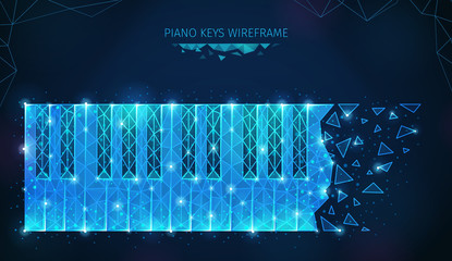 Wireframe Piano Keys Composition