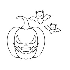 halloween pumpkin with bats flying