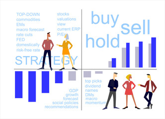 Equity strategy concept. Teamwork on stock market