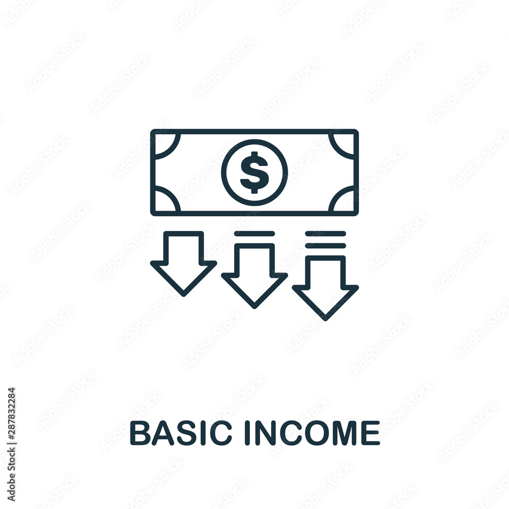 Aufkleber basic income outline icon. thin line concept element from fintech technology icons collection. creat