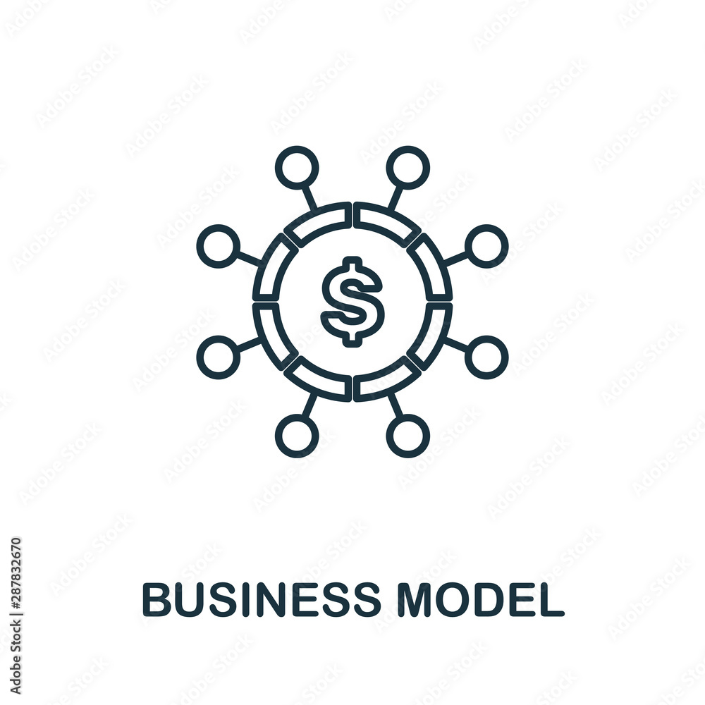 Aufkleber business model outline icon. thin line concept element from fintech technology icons collection. cre