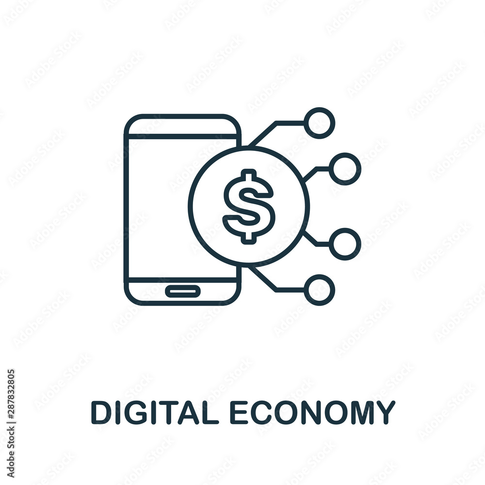 Aufkleber digital economy outline icon. thin line concept element from fintech technology icons collection. cr