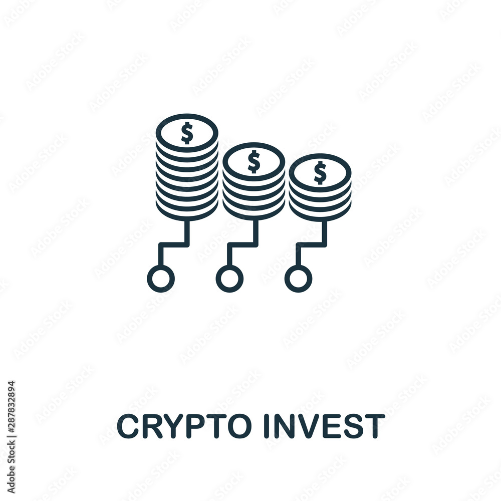 Poster crypto invest outline icon. thin line concept element from fintech technology icons collection. crea
