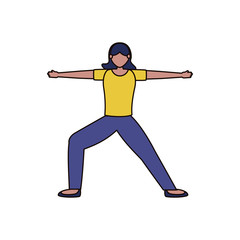 Girl doing yoga pose vector design