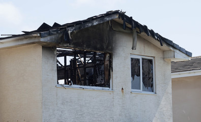 fire damaged house