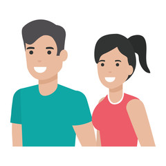 Couple of woman and man cartoon design